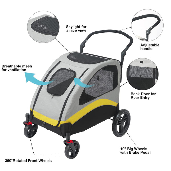Dog Stroller Pet Pushchair Foldable Travel Cart Xl Dog Strollers