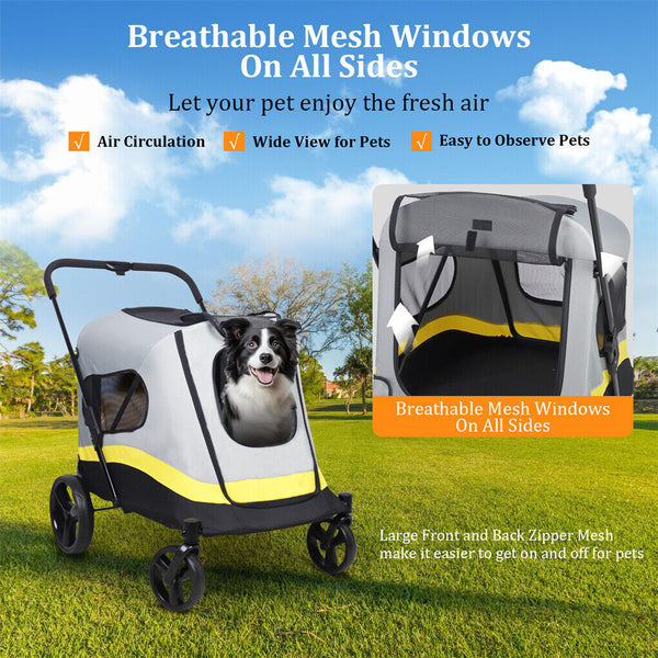 Dog Stroller W/ Rain Cover Foldable Pet Cart Dog Strollers