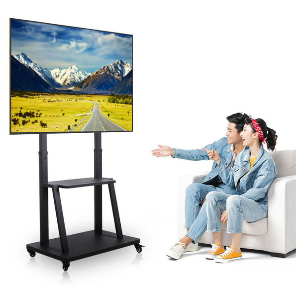 Rolling Tv Stand 32 100 W/ Adjustable Mount & 2 Tier Shelf Tv Stands & Entertainment Units