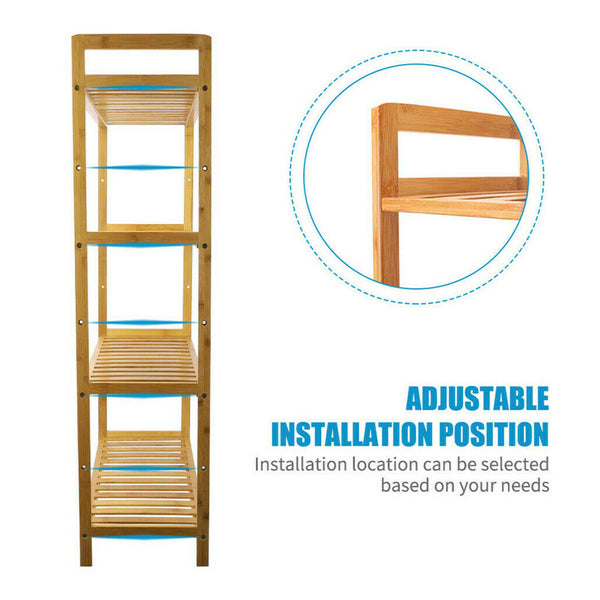Bamboo 4 Tier Shelving Unit Kitchen Bedroom Bookshelf Wall Shelves