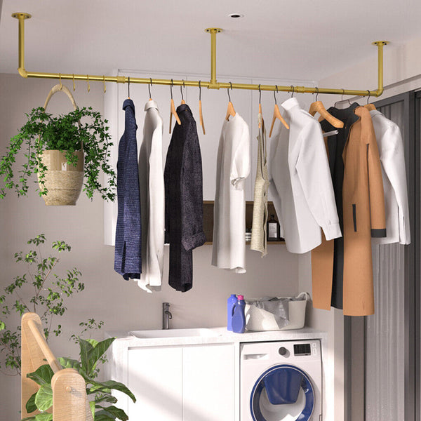 Iron Clothes Rail Gold Wall Mounted Garment Rack Garment Racks