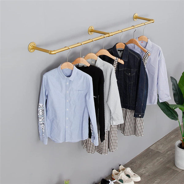 Iron Clothes Rail Gold Wall Mounted Garment Rack Garment Racks