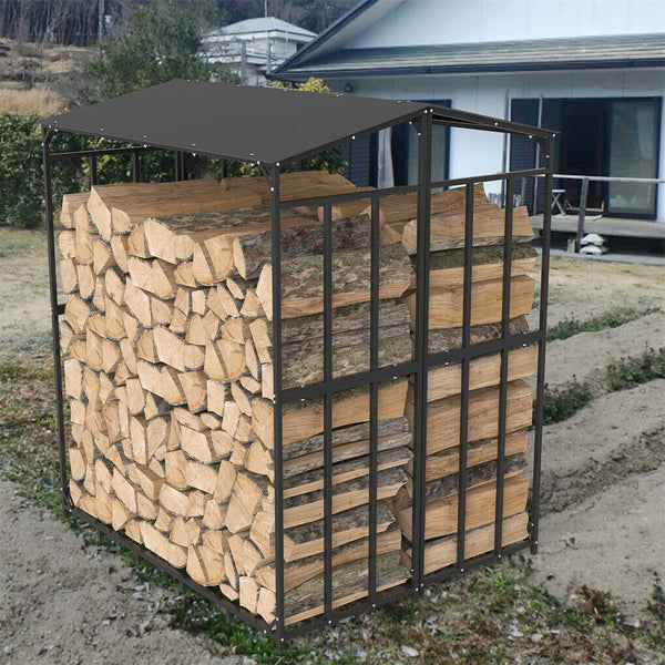 Metal Log Storage Shed Outdoor Firewood Rack Holder Firewood Racks