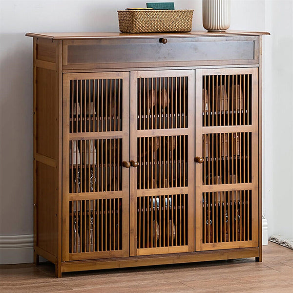 Xxl 4 Tier Bamboo Shoe Rack Cabinet With Doors Drawers Shoe Racks