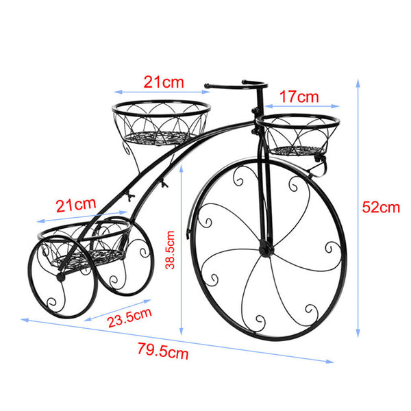 3 Tier Iron Bicycle Plant Stand Rack Tricycle Planter Plant Stands