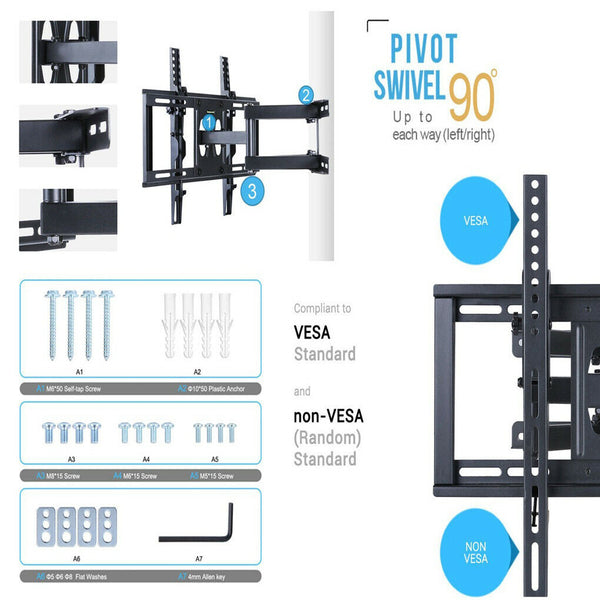 Articulating Tv Wall Mount Bracket 32 56 Corner Rack Holder Tv Stands & Mounts
