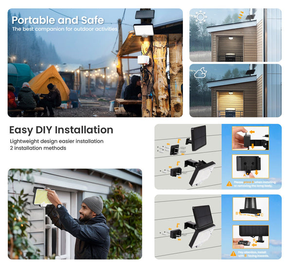 294 Led Solar Light Motion Sensor 6500K Black Outdoor Security Wall Flood Lamp Wall & Ceiling Lights