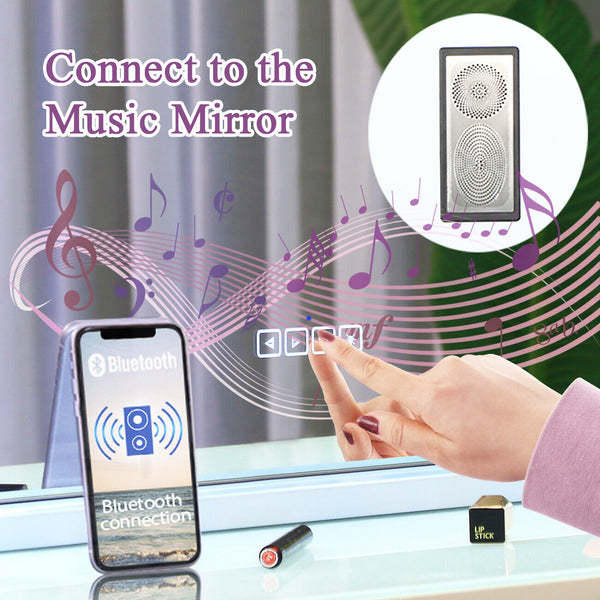 White Bluetooth Hollywood Mirror Rectangle Vanity Wall Light Mirrors