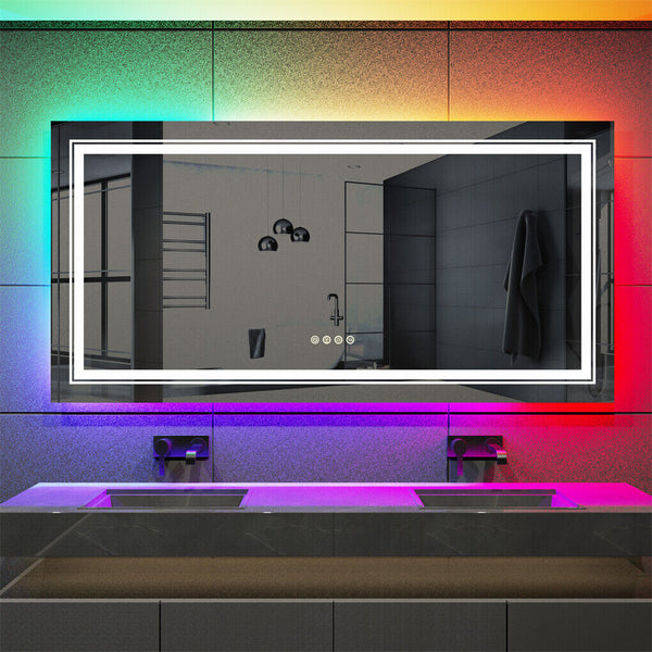 700X900mm Led Bathroom Mirror Rgb Anti Fog Aluminum Mirrors