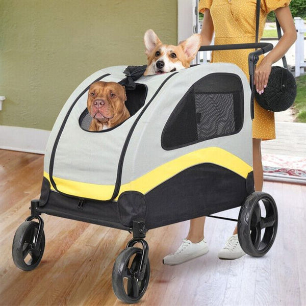 Dog Stroller W/ Divider Foldable Pet Cart Dog Strollers