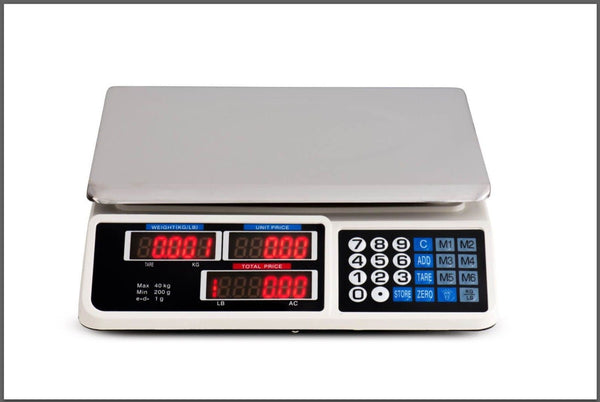 Digital Kitchen Scale Electronic 40Kg 1G Increment White Kitchen Scales