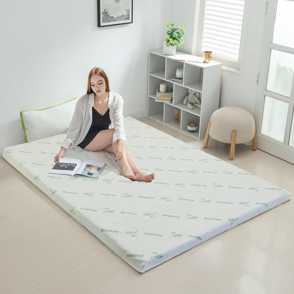 Single Memory Foam Mattress Topper 7 Zone Bamboo Cover Breathable Mattress Toppers & Protectors