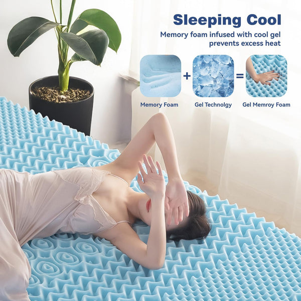 Single Memory Foam Mattress Topper 7 Zone Bamboo Cover Breathable Mattress Toppers & Protectors