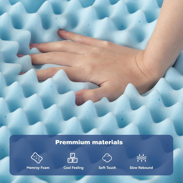 Queen Memory Foam Mattress Topper 7 Zone Bamboo Cover Breathable Mattress Toppers & Protectors
