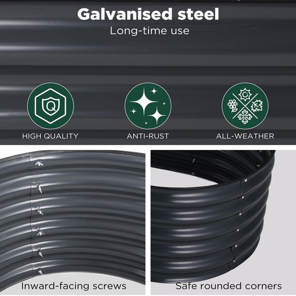 Oval Raised Garden Bed 160X80x42cm Galvanised Steel Planter Raised Garden Beds