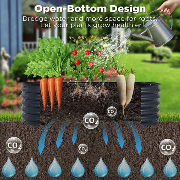 Oval Raised Garden Bed Galvanised Steel 240X80x42cm Planter Raised Garden Beds