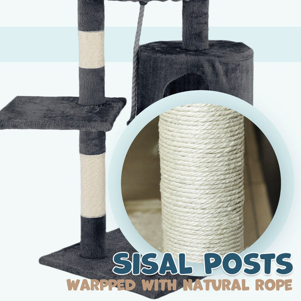 Cat Tower Tree Scratching Post Dark Grey Condo 112Cm Furniture & Scratchers