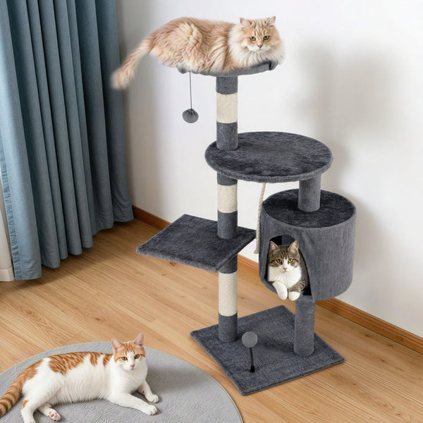 Cat Tower Tree Scratching Post Dark Grey Condo 112Cm Furniture & Scratchers