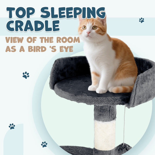 Cat Tower Tree Condo Scratching Post Dark Grey 142Cm Furniture & Scratchers