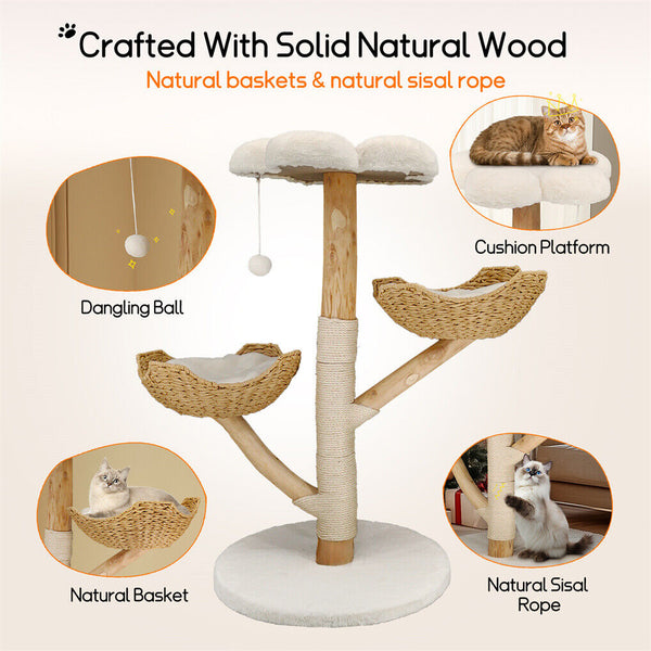 Cat Tree Tower Condo Scratcher Bed Sisal Plush Toy Ball Furniture & Scratchers