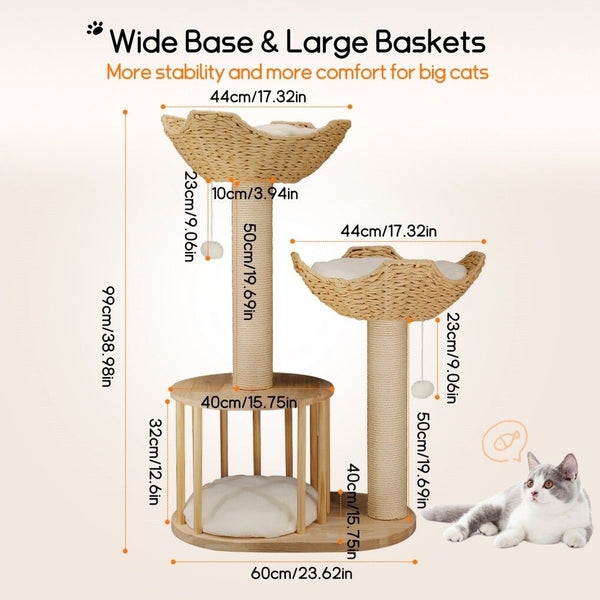 Cat Tree Tower Large Scratching Post Condo Basket Activity Center Furniture & Scratchers