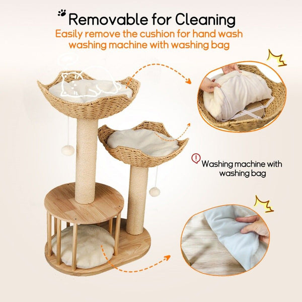 Cat Tree Tower Large Scratching Post Condo Basket Activity Center Furniture & Scratchers