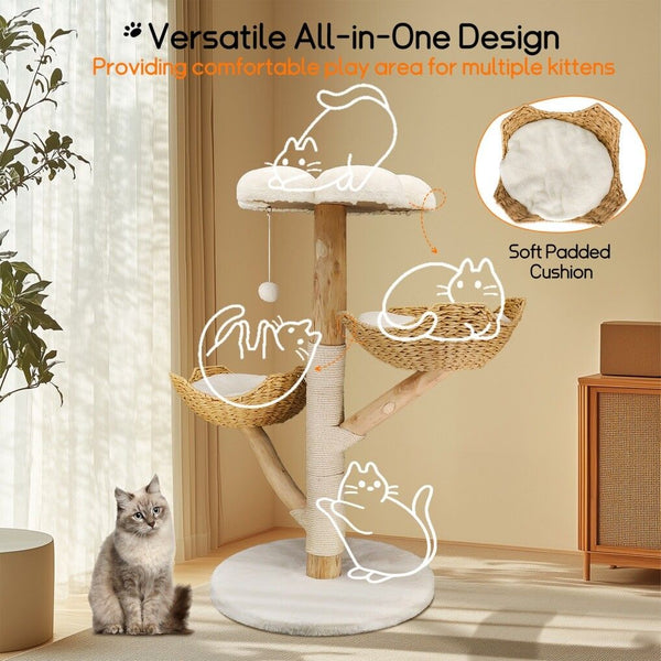 3 Tier Cat Tree Activity Centre Scratcher Post Climber Furniture & Scratchers