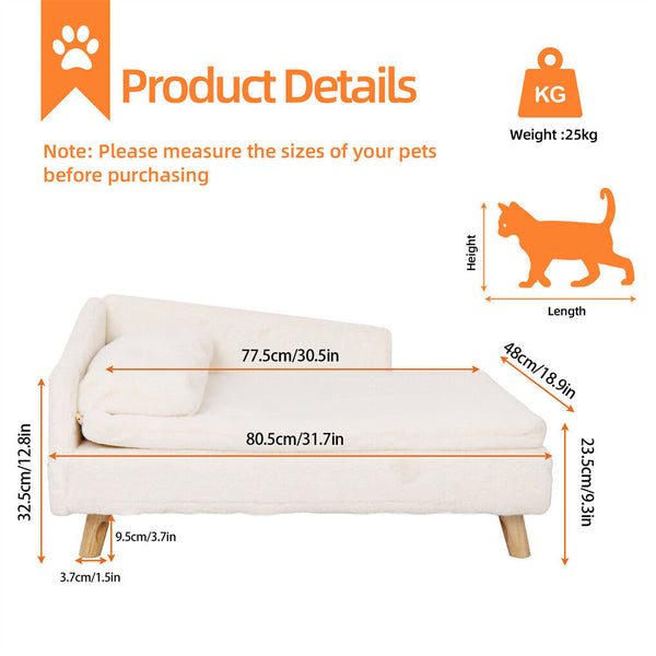 Medium 80X50x39cm Raised Dog Cat Bed Sofa Waterproof Portable Pet Beds