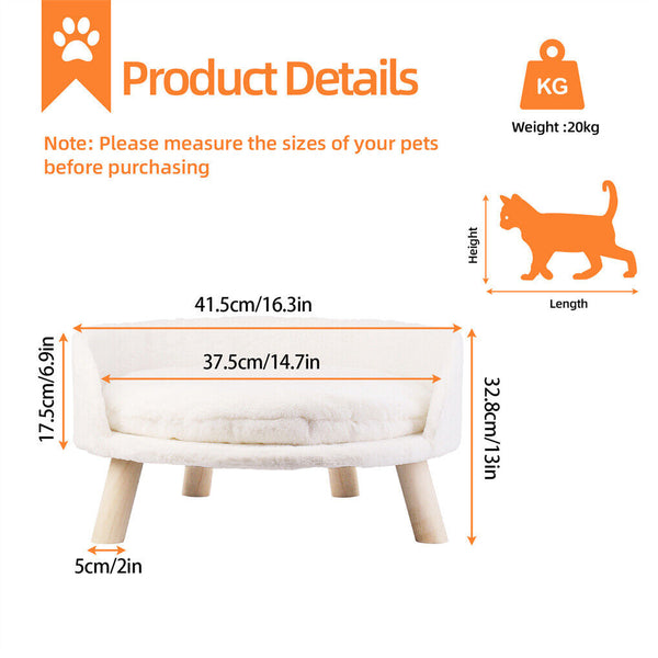 Luxury Round Pet Sofa Bed 40Cm Soft Cushion Anti Skid Pet Beds