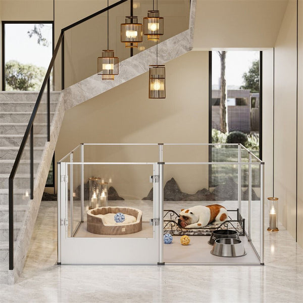 Large Acrylic Dog Playpen 120X120x61cm 8 Panels Cage Fences & Pens