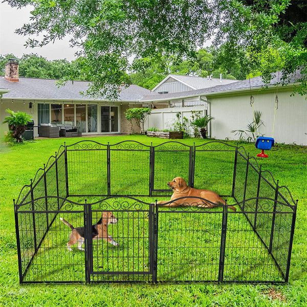 8 Panel Pet Playpen Gate Extension W/ Lockable Door Fences & Pens