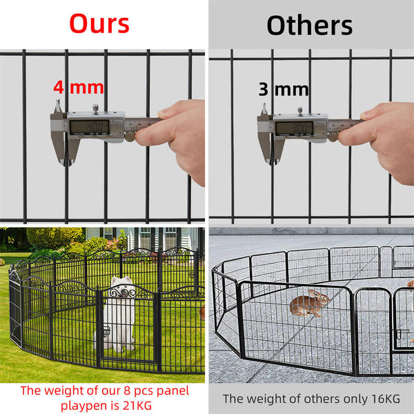 8 Panel Pet Playpen Gate Extension W/ Lockable Door Fences & Pens
