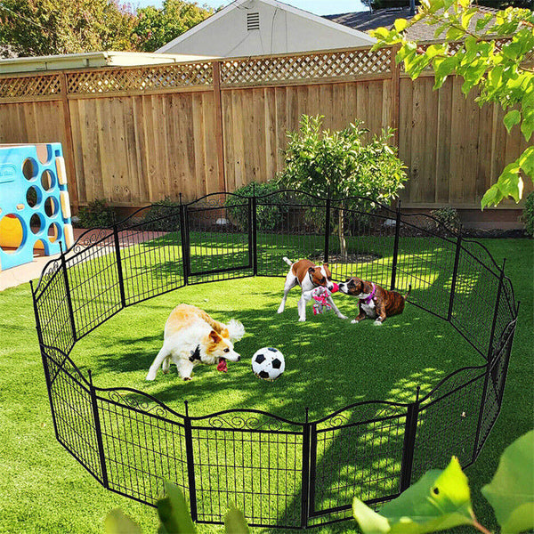 8 Panel Pet Playpen Gate Extension W/ Lockable Door Fences & Pens