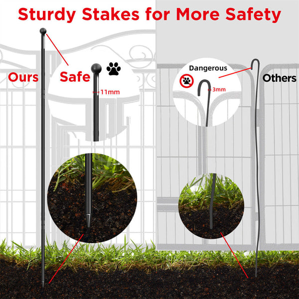 8 Panel Pet Playpen Gate Extension W/ Lockable Door Fences & Pens