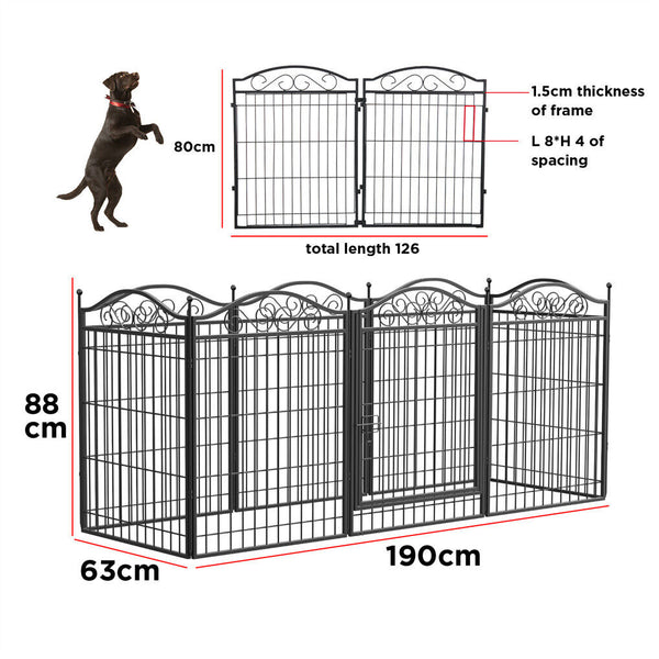 16 Panel Pet Playpen Gate Extension W/ Lockable Door Large Dog Cage Fences & Pens