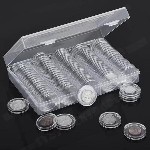 100Pcs Clear Plastic Coin Holder Storage Box 20 30Mm Money Boxes