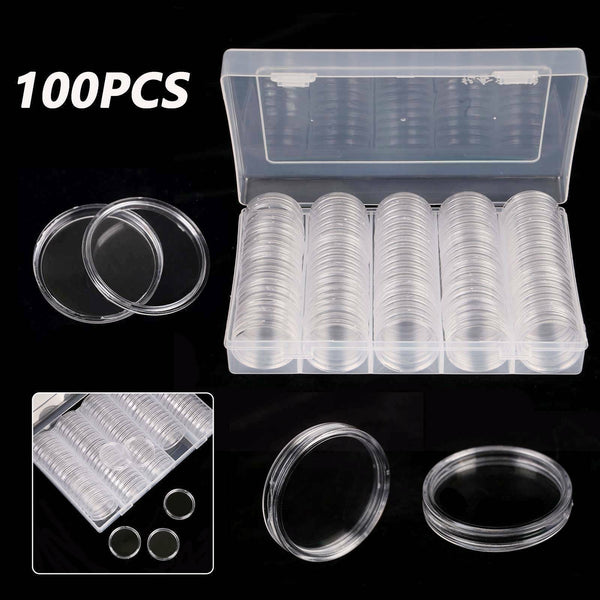 100Pcs Clear Plastic Coin Holder Storage Box 20 30Mm Money Boxes