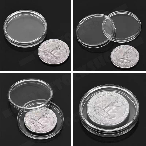 100Pcs 46Mm Clear Plastic Coin Holder Capsules Storage Box Money Boxes
