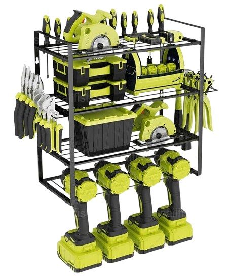 4 Layer Heavy Duty Drill Holder Wall Mount Tool Rack Organizer Cordless Drills
