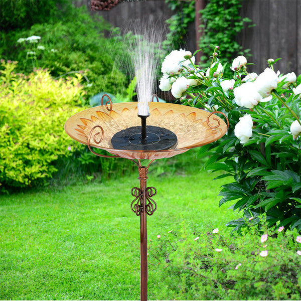 Solar Bird Bath Feeder Fountain Deck Post Mount Feeders