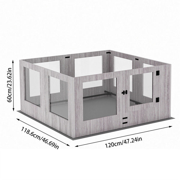 Indoor Dog Pen Tempered Glass Kennel W/ Pad Fences & Pens
