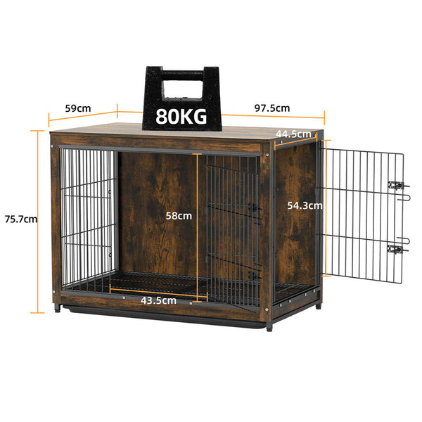 Large Dog Crate Kennel End Table Nightstand 100X59x74cm Dog Kennels