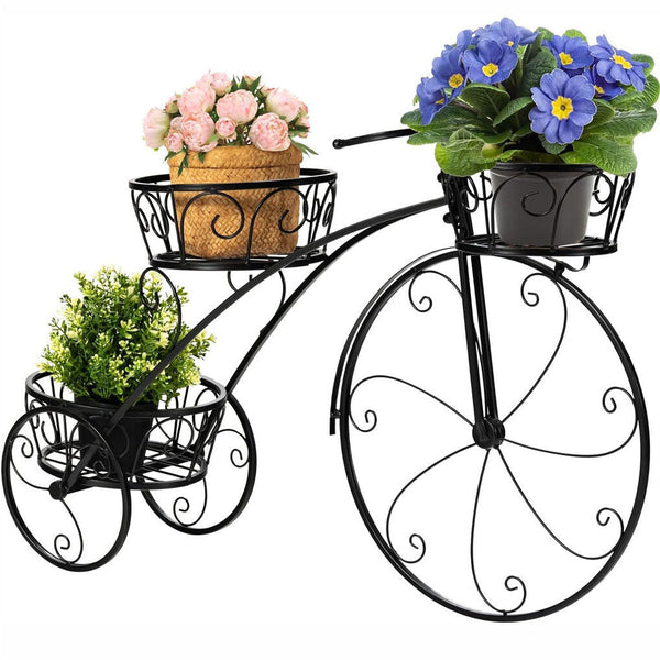 Iron Tricycle Plant Stand Pot Holder Black Solid Pattern Plant Stands