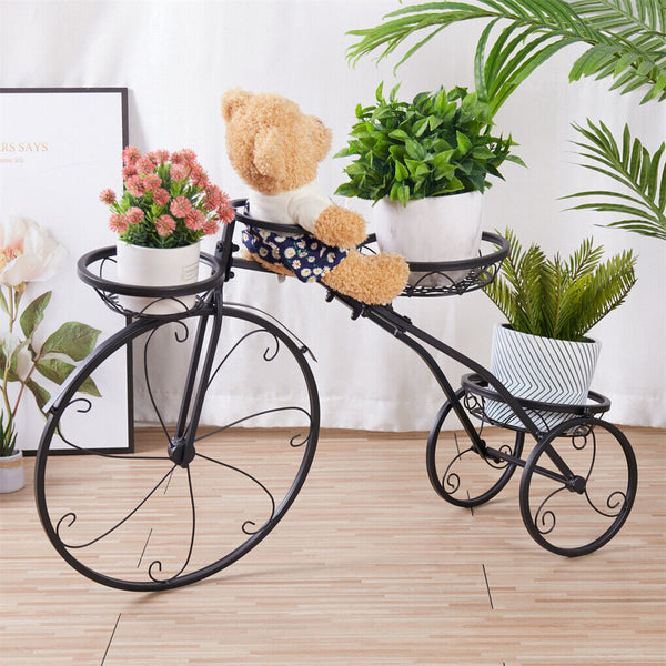 Iron Tricycle Plant Stand Pot Holder Black Solid Pattern Plant Stands