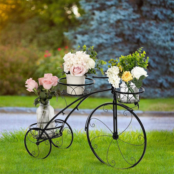 Iron Tricycle Plant Stand Pot Holder Black Solid Pattern Plant Stands