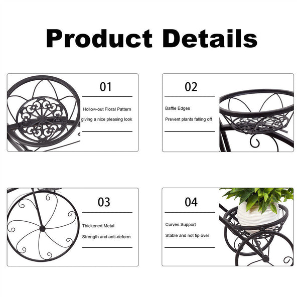 Iron Tricycle Plant Stand Pot Holder Black Solid Pattern Plant Stands