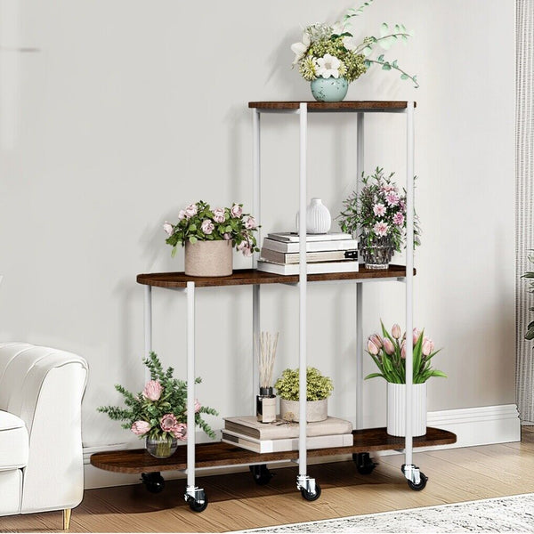 Plant Stand With Wheels Indoor Outdoor Flower Rack Display Plant Stands