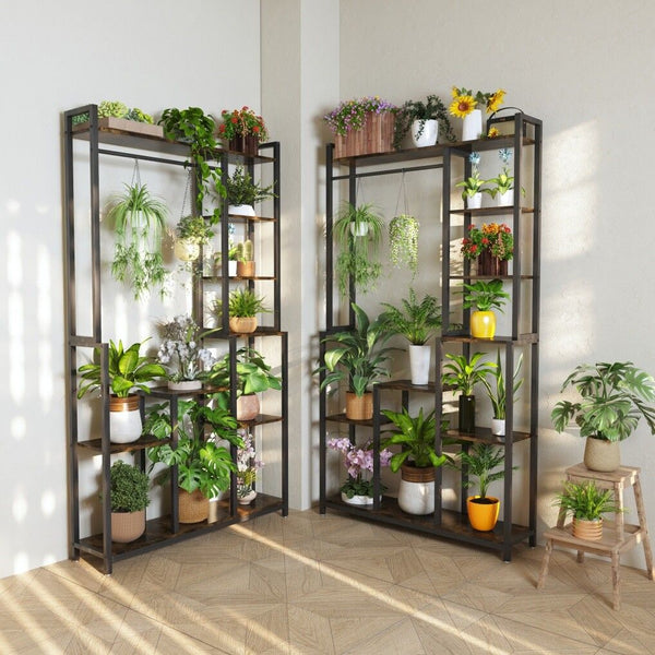 Plant Stand Shelf Rack With Hanging Rod Indoor Outdoor Display Plant Stands