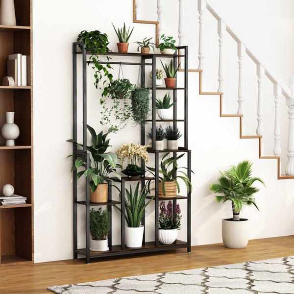 Plant Stand Shelf Rack With Hanging Rod Indoor Outdoor Display Plant Stands