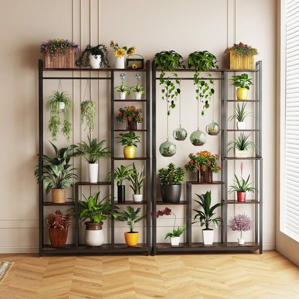 Plant Stand Shelf Rack With Hanging Rod Indoor Outdoor Display Plant Stands